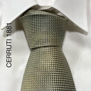 CERRUTI 1881 Beige Gray Jacquard Silk Tie Made in France, Used - Picture 1 of 11