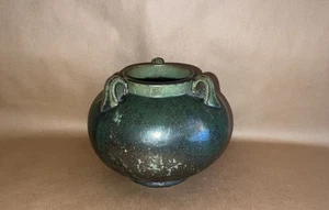 Fulper Art Pottery American Arts & Crafts Mission Matte Green 3 Handled Vase - Picture 1 of 24