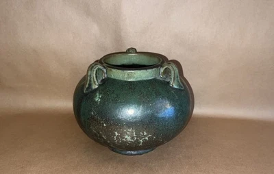 Fulper Art Pottery American Arts & Crafts Mission Matte Green 3 Handled Vase - Image 1 of 4