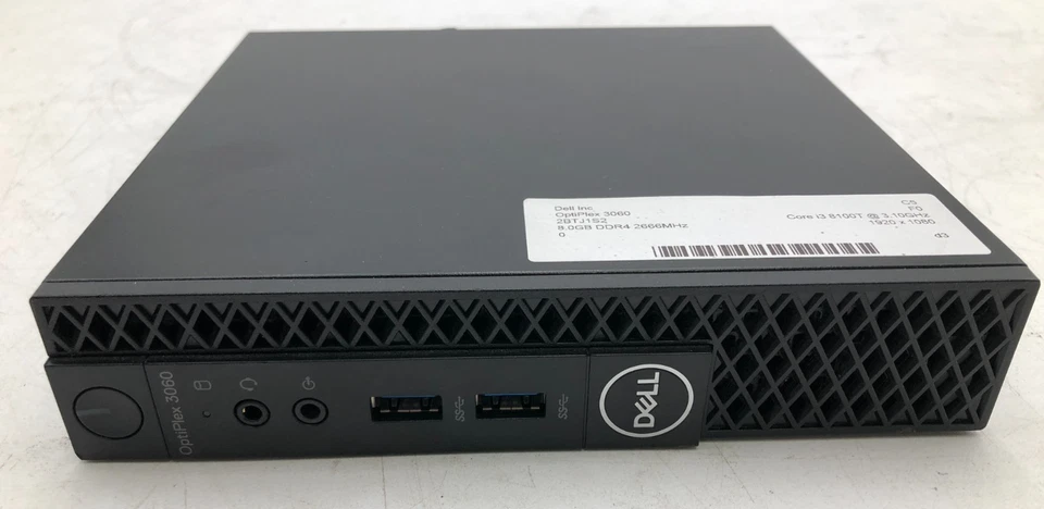 Computadora de escritorio Dell OptiPlex 3060 Intel Core i3-8100T 8 GB de RAM sin unidad, sin adaptador PWR Foto 1 de 1