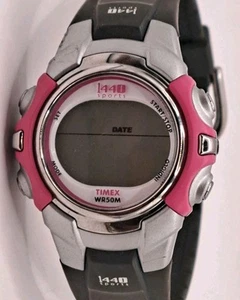 Timex Indiglo Pink 1440 Sports Digital Watch Women Needs Battery for Repair - Picture 1 of 6
