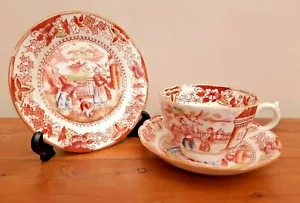 Antique 19thC Polychrome Teacup, Saucer & Side Plate The Mongol Huntsman/Sana - Picture 1 of 8