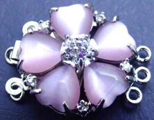 25mm Purple Heart Natural Cat's Eye Petal Clasp Accessories for Jewelry3 Strands - Picture 1 of 3