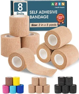 8 Pack Self Adhesive Bandage Wrap, 2" X 5 Yards Elastic Cohesive Bandage Wrap - Picture 1 of 7