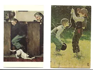 LOTE DE 2 PIEZAS ~ PINTURAS DE TOM SAWYER Y HUCKLEBERRY FINN, NORMAN ROCKWELL - Imagen 1 de 1
