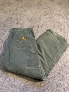 vintage carhartt flannel lined carpenter work pants size 40x32 made in USA - Picture 1 of 8