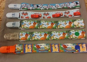 Dummy Clip Bambi, Lion King, Dumbo Elephant, Mickey Mouse, Cars, Dogs Baby Boys - Picture 1 of 12