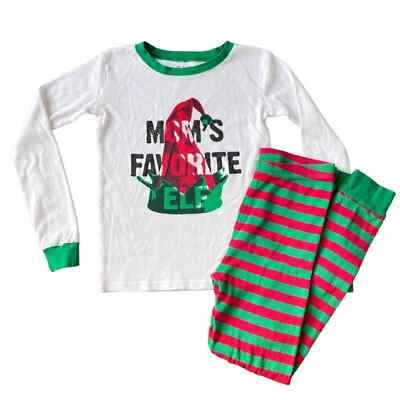 12 Children’s Place Long Sleeve Red Green Christmas Pajama Set Moms Favorite Elf - Image 1 of 2