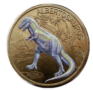ILE DES PINS ISLAND - NEW CALEDONIA 10 FRANCS 2024 DINOSAUR COLORED 33mm UNC - Picture 1 of 2
