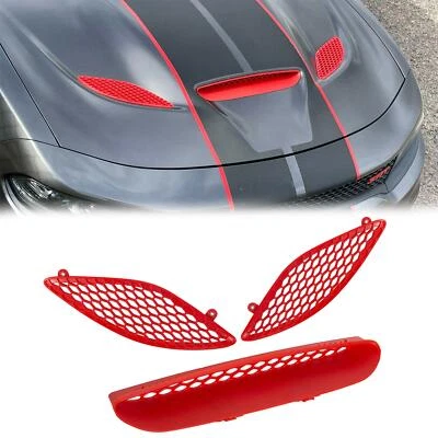 3Pcs Red Hood Bezel Insert Trims For 2015-20 Dodge Charger 68202462AD 68202581AC - Изображение 1 из 4