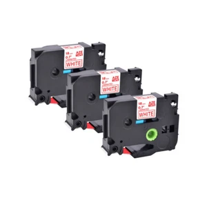 3PK 3/4" Compatible con Brother TZ242 TZe242 Cinta Etiqueta Roja sobre Blanca P-Touch - Imagen 1 de 9