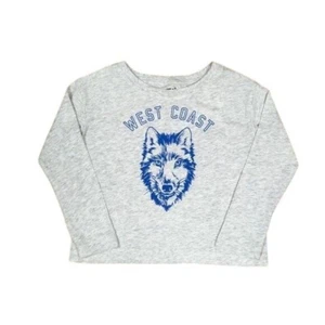 Crazy8 Girls Cropped Long Sleeve T-shirt Gray West Coast Wolf Print Size 14-16 - Picture 1 of 4