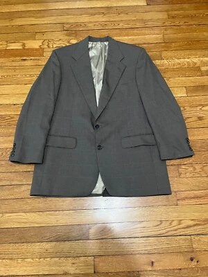 Chaqueta Blazer Bill Blass Para Hombres Talla 42L Marrón 2 Botones Lana Abrigo Deportivo Cabeza de Uñas Foto 1 de 4