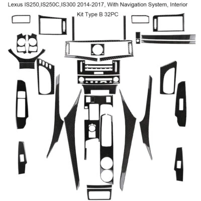 32Pcs Carbon Fiber Full Sets Cover Trim Kit For Lexus IS250 IS300 2014-2017 B Foto 1 de 4