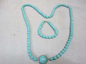 Turquoise Bead 30" Necklace and 7" Bracelet - Picture 1 of 1
