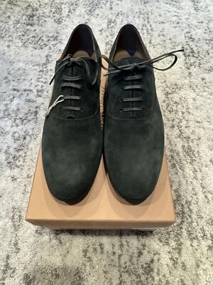 $1,095 43.5 Gianvito Rossi Vittorio Oxford Shoes in Forest Green Suede - Image 1 of 4