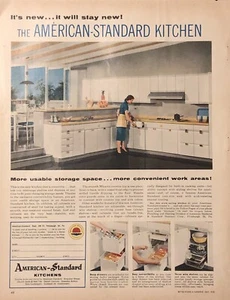 1955 American Standard Kitchen PRINT AD More Usable Storage Work Area VTG 1950s - Picture 1 of 5