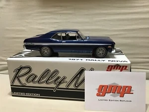 NOVA RALLY BLUE 1971 CHEVROLET 350 V8 GMP DIECAST 1/18 G1801918 500 pcs NICE - Picture 1 of 7