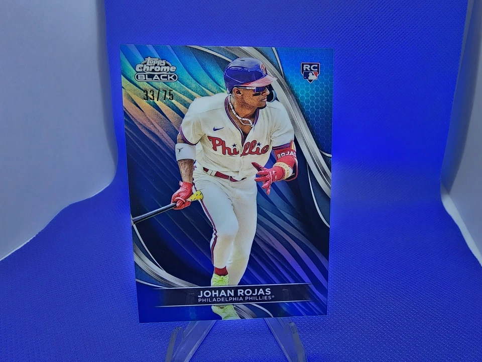 2024 Topps Chrome Black Johan Rojas Blue Lava Refractor Rookie Card RC # 33/75 - Image 1 of 4