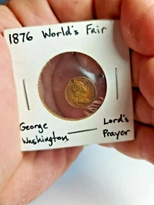 1876 Weltausstellung GEORGE WASHINGTON Vaterunser gelochte MÜNZE / MEDAILLE - Bild 1 von 3