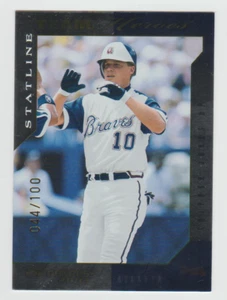 CHIPPER JONES 2003 Donruss Team Heroes STAT LINE #36 SP Parallelo #044/100 - Foto 1 di 2