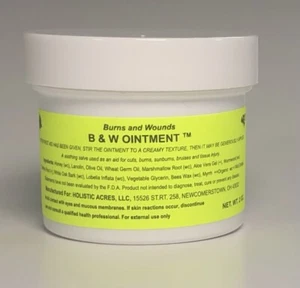 B & W Ointment , (Burn and Wound ointment) Amish Made, Natural Burn Cream, 2oz - Picture 1 of 2