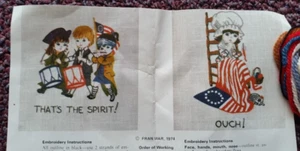 Vintage 70's Fran Mar Crewel Kit Patriotic America, Fife & Drum, Besty Ross Flag - Bild 1 von 2