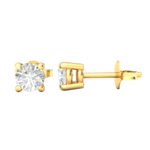 0.3ct Round Lab-Created Diamond 14k Gold Stud Earrings Men 4 Prong Basket FG VS2 - Picture 1 of 21
