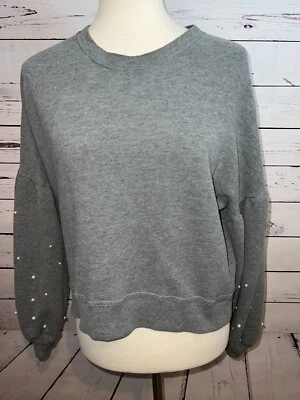 Hollister Sudadera Pullover Gris Medio Cuentas Mangas Largas Preppy Años 90 Y2K Foto 1 de 4