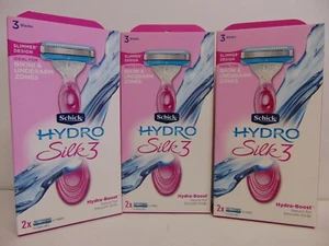 Schick HYDRO Silk 3 Hydra-Boost Serum Smooth Glide x 3 ~ 3 Blades Slimmer ~ NEW - Picture 1 of 8