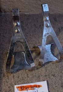 USED REG SPECIAL TOE CLIPS PAIR SMALL SIZE CHROMED STEEL PUNTAPIEDI - Picture 1 of 5