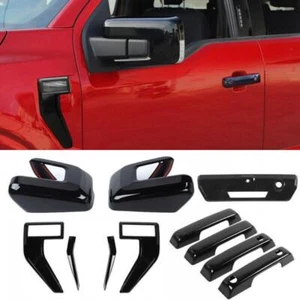 Black Fender Rearview Mirror Tailgate Door Handle Cover Trim For Ford F150 2021+ - Bild 1 von 7