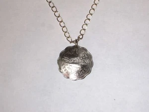 Bahamas Bonefish coin necklace~ ruffled coin~nicely domed! - Picture 1 of 4