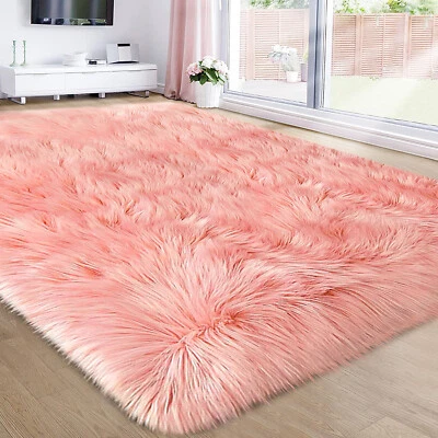 Large Carpet Faux Fur Sheepskin Area Rug Furry Rugs for Bedroom Living room Rugs - Image 1 of 4