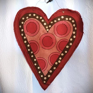 Glory Haus Burlee Herz bemalt Sackleinen Valentinstag Wanddekoration rosa rot braun 24" - Bild 1 von 12