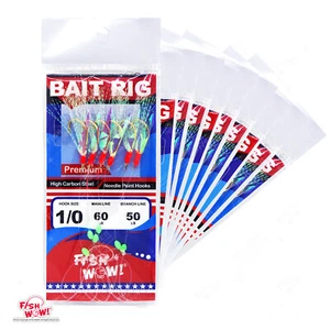 10pks Señuelo Cabeza Roja Sabiki Rig Pesca Piscatore Tamaño Premium 1/0 6 Ganchos Dorados - Imagen 1 de 3