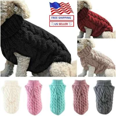 Pet Dog Jumper Knit Sweater Clothes Puppy Cat Knitwear Costume Coat Apparel Warm - Image 1 of 4