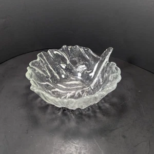 Blenko Handcraft Cabbage Leaf Clear Glass Decorative Bowl MADE IN USA - 6" Diam. - Picture 1 of 9