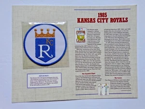 PARCHE DE COLECCIÓN KANSAS CITY ROYALS 1985 COLECCIÓN COOPERSTOWN TARJETA DE ESTADÍSTICAS DE HISTORIA - Imagen 1 de 2