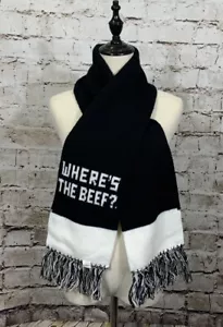 Vintage “Wendy’s” Where’s The Beef Scarf Black And White - Picture 1 of 9