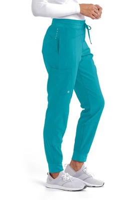 Barco One Sz Medium Boost 3-Pocket Mid-Rise Jogger Scrub Pants Teal Green BOP513 - Image 1 of 4