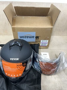 VEVOR Full Face Motorcycle Helmet for Motor-bike DOT 2 Visor (Black & Clear) -XL - Bild 1 von 9
