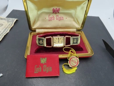 Vtg Mens Lord Elgin Wristwatch, 21j cal 559, 14K Rose GF, Box/Paper, Runs - Image 1 of 4