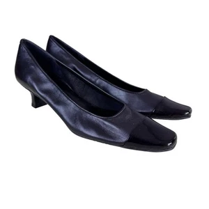 Mezzo By Vaneli Size 9N Black Patent Leather Cap Toes Slip On Heels - Picture 1 of 8