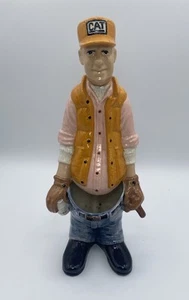 Vintage Ceramic Farmer Succulent Planter Figurine Funny Man CAT Cave Decor 12” - Picture 1 of 15