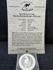 Australian 1995 Silver kookaburra Dollar Coin - Picture 1 of 4