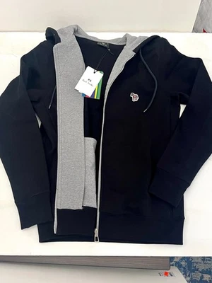 Sudadera con Capucha Paul Smith Para Hombre Negra Algodón Cremallera Completa Frontal Logo Cebra Talla Mediana $225 Foto 1 de 4