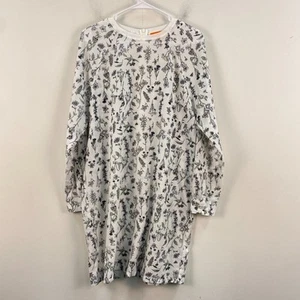 Joe Fresh Women XL Dress Long Sleeve Shift Knit Flowers Zip Back White 7780 - Picture 1 of 8