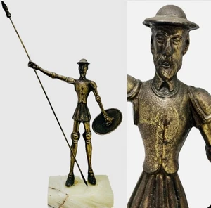 Vintage Don Quijote Statuette mit Turnier Speer Marmorsockel - Bild 1 von 14