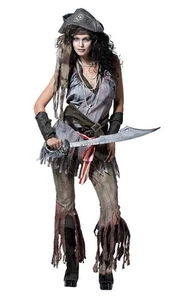 ADULT WOMENS GHOST SCARY PIRATE WENCH FANCY DRESS HALLOWEEN COSTUME - Picture 1 of 2
